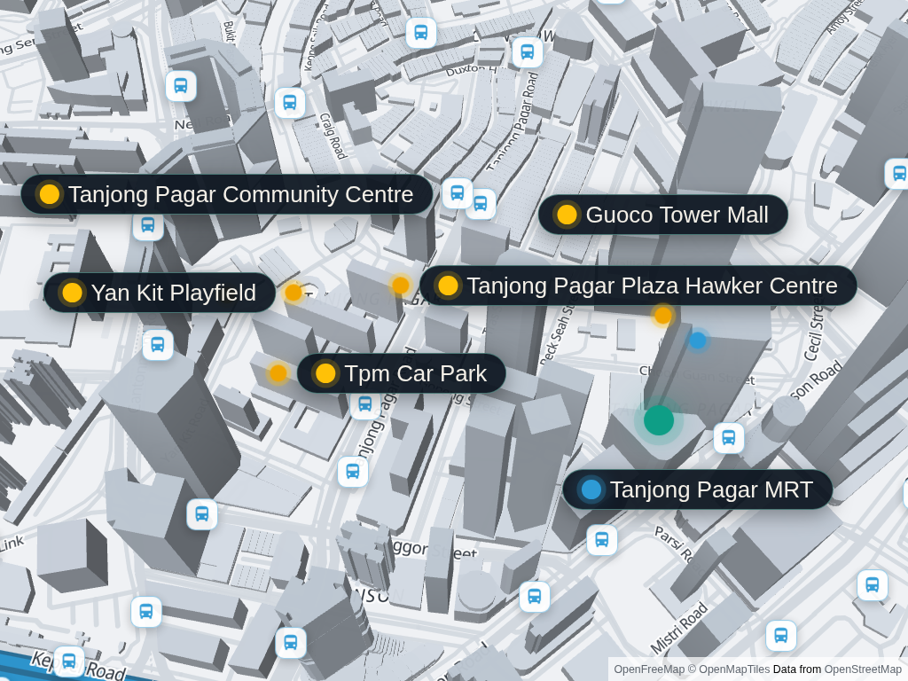 Map of International Plaza and nearby amenities